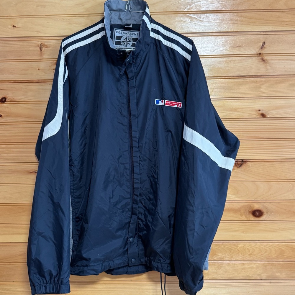 ESPN MLB 16th Year Nylon Windbreaker Black and White Large